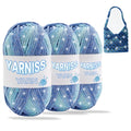 Yarniss Metallic Crochet Yarn for Knitting, 2.5mm Cotton Sparkle Yarn for Crochet Bag 3 Skeins of 100g/82yds(Blue)
