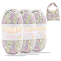 Yarniss Metallic Crochet Yarn for Knitting, 2.5mm Cotton Sparkle Yarn for Crochet Bag 3 Skeins of 100g/82yds(Rainbow Color)