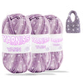 Yarniss Metallic Crochet Yarn for Knitting, 2.5mm Cotton Sparkle Yarn for Crochet Bag 3 Skeins of 100g/82yds(Purple)