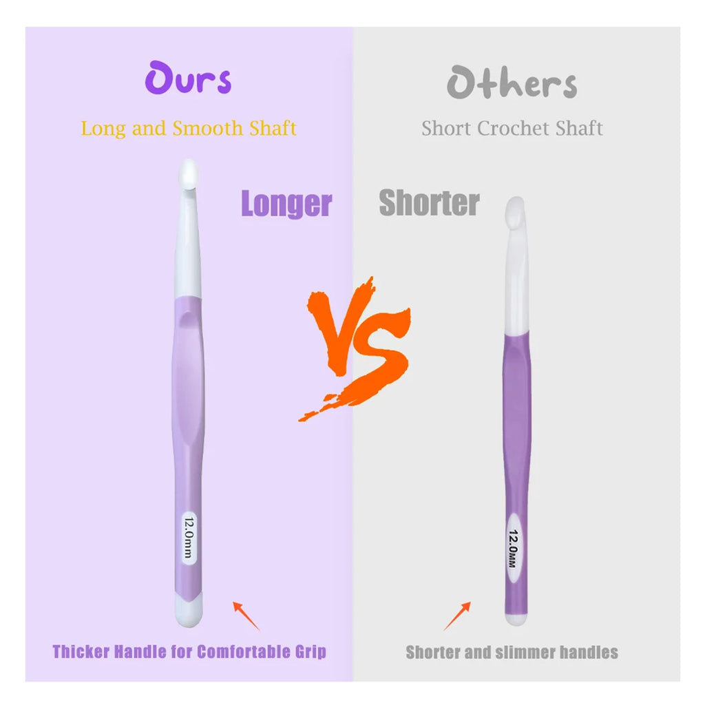 Yarniss Large Crochet Hooks 8.0mm 10.0mm 12.0mm 15.0mm 20.0mm,Big Crochet Hooks,Yarn Needles with Ergonomic Handle