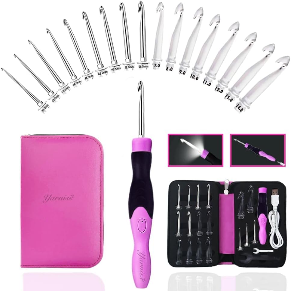 Yarniss Lighted Crochet Hook – LED Tip & USB Recharge