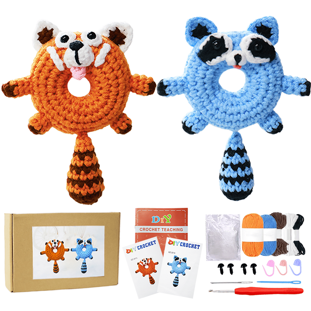 Yarniss Beginner Crochet Kit – Donut Panda & Raccoon (2-Pack)
