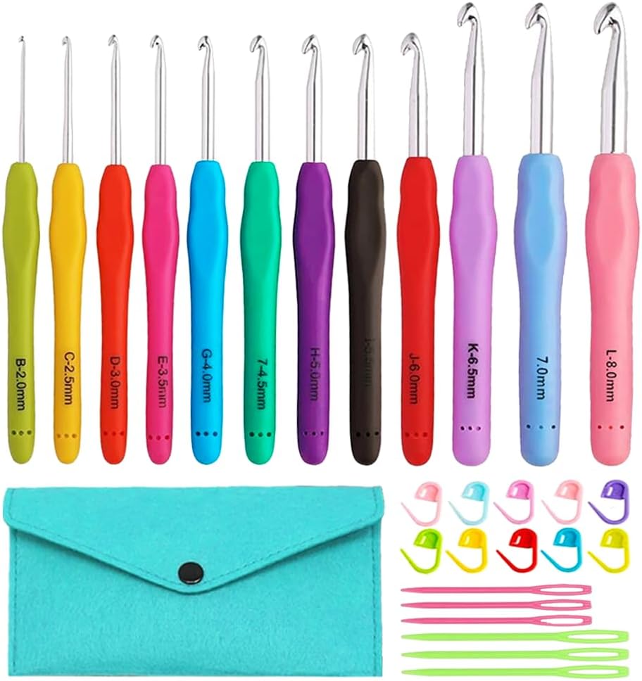 Yarnture Ergonomic Crochet Hooks 6.5-10 mm | Soft-Grip Set (5 Pack)