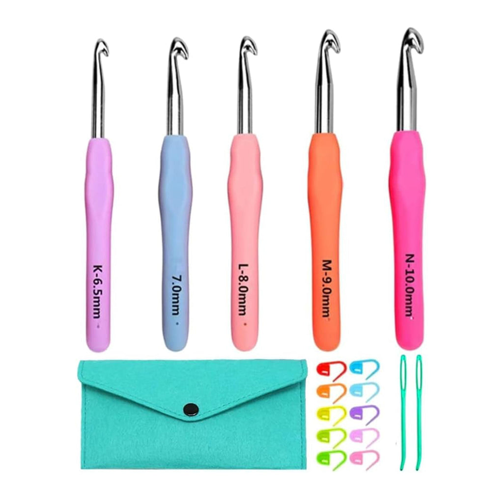 Yarnture Ergonomic Crochet Hooks 6.5-10 mm | Soft-Grip Set (5 Pack)