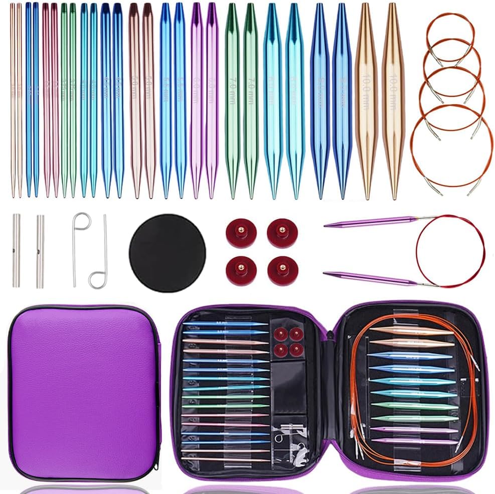 Yarniss Circular Knitting Needles – 13 Pairs, 3-10 mm Interchangeable