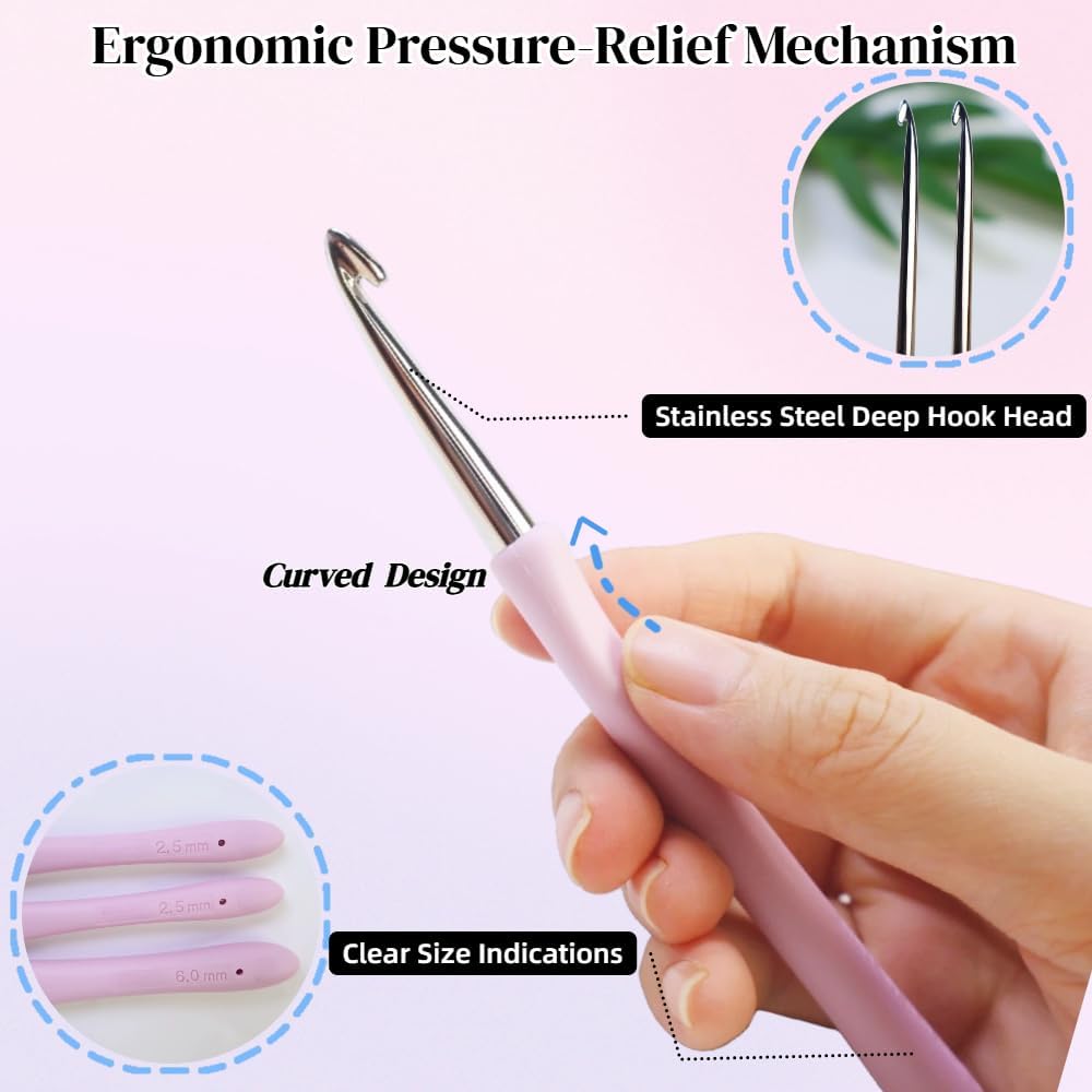 Yarniss 2.0mm Ergonomic Crochet Hook, Hand-Polished Soft-Grip Hook, Ideal for Beginners and Experienced Enthusiasts