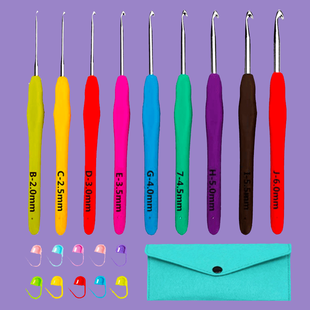 Yarnture Ergonomic Crochet Hooks 6.5-10 mm | Soft-Grip Set (5 Pack)
