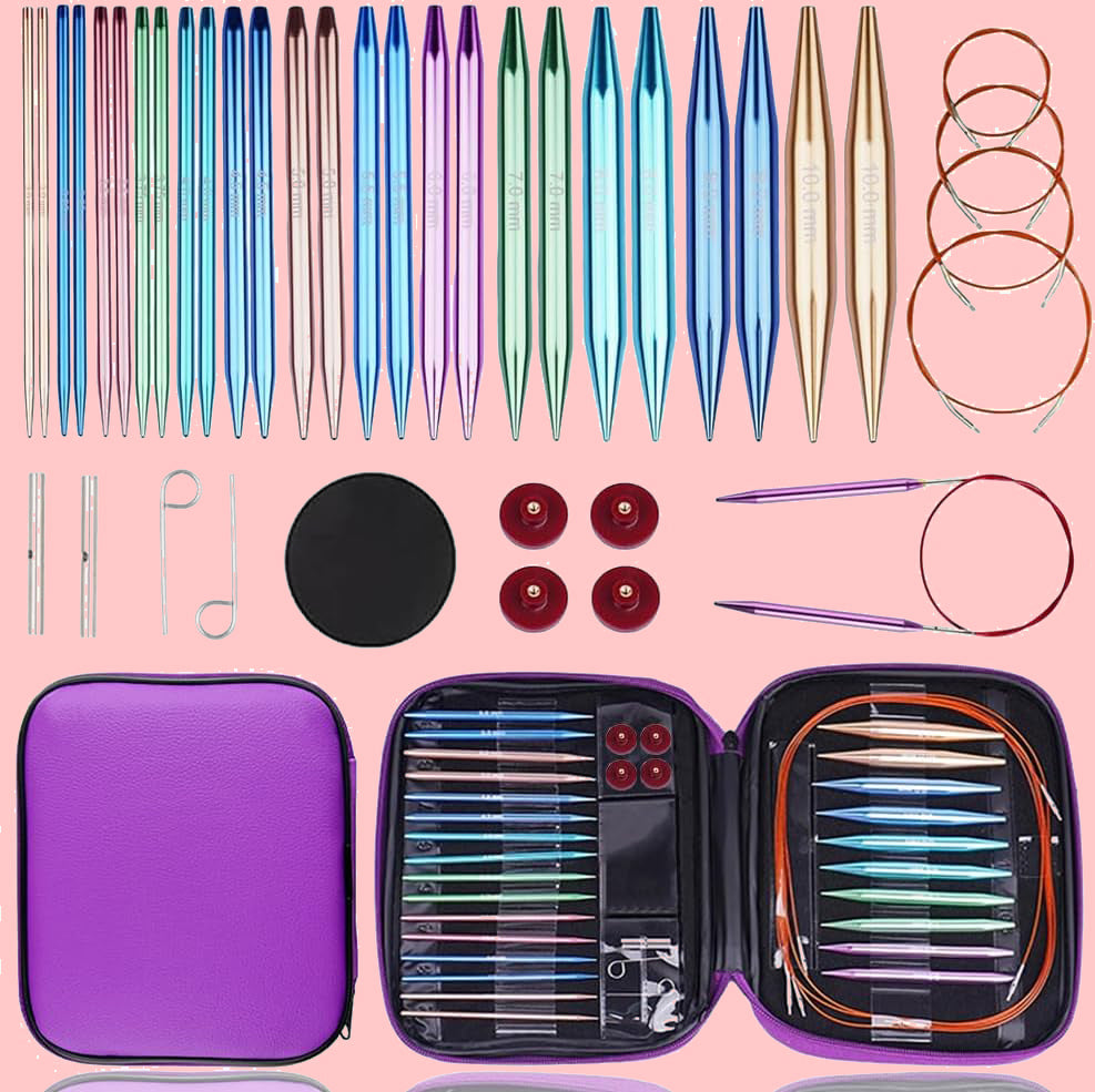 Yarniss Circular Knitting Needles – 13 Pairs, 3-10 mm Interchangeable