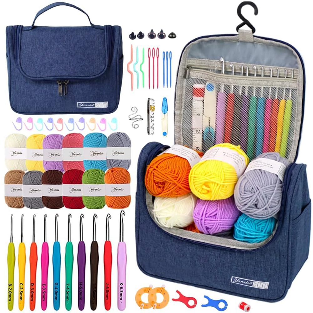 Yarniss Crochet Kit for Beginners,Crochet Kits with 1120 Yards Crochet Yarn Balls and 14 PCS Crochet Hooks Set Travel Knitting Crochet Supplies