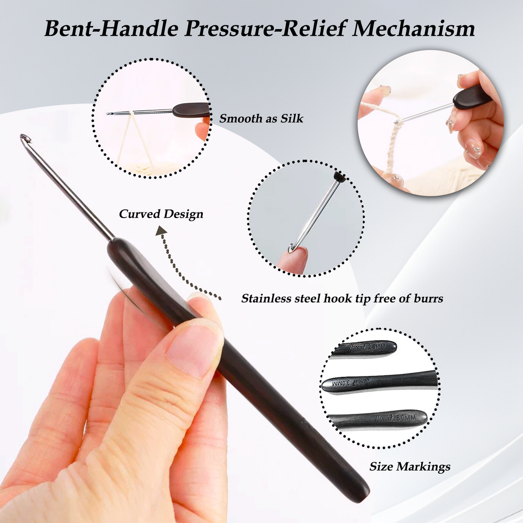 Yarniss 2.0 mm-5.0 mm Ergonomic Crochet Hook, Hand-Polished Crochet Hook, Suitable for Beginners and Experienced Enthusiasts