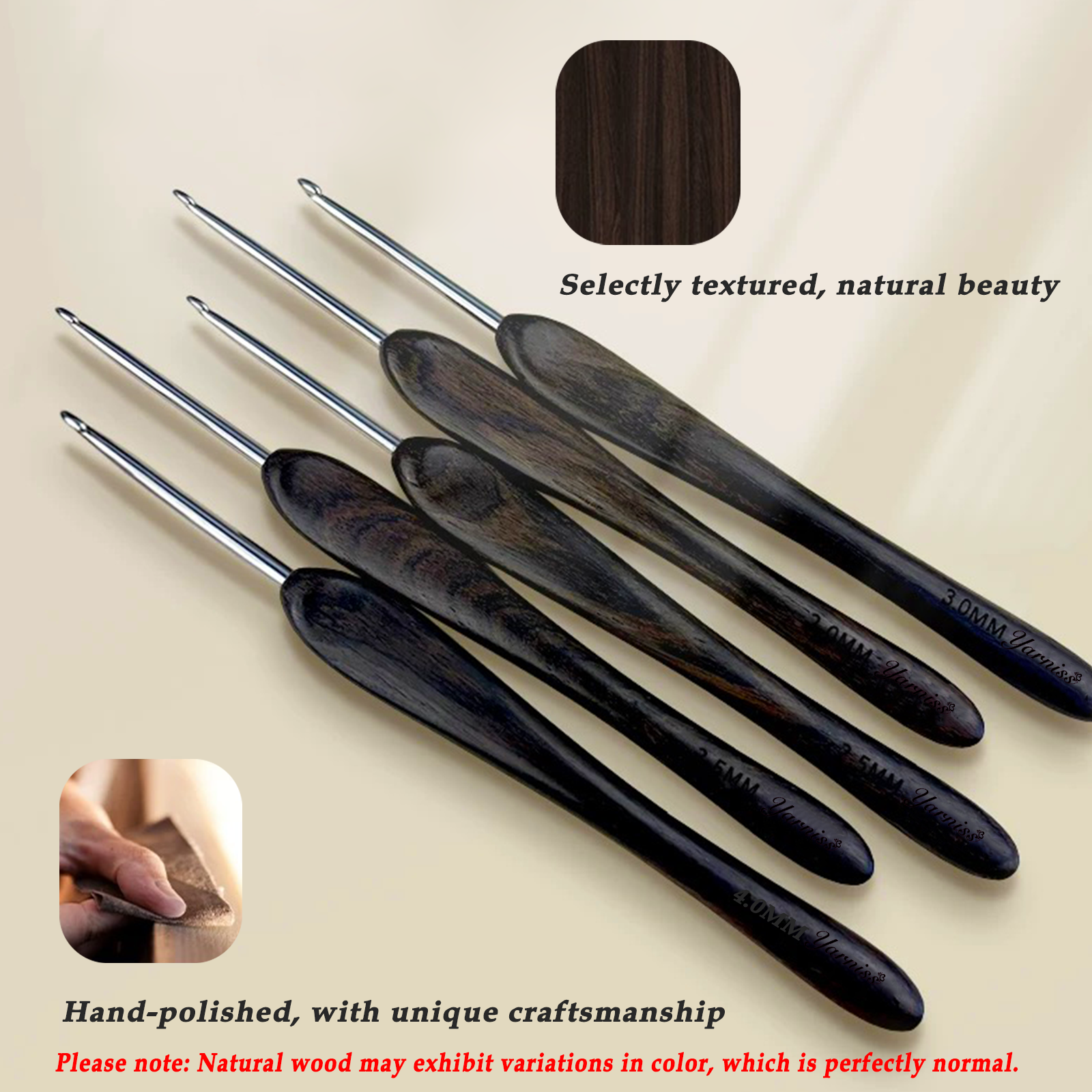 Yarniss 2.0 mm-5.0 mm Ergonomic Crochet Hook, Hand-Polished Crochet Hook, Suitable for Beginners and Experienced Enthusiasts
