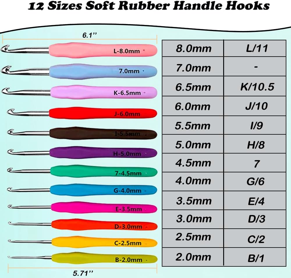 Yarnture Ergonomic Crochet Hooks 6.5-10 mm | Soft-Grip Set (5 Pack)