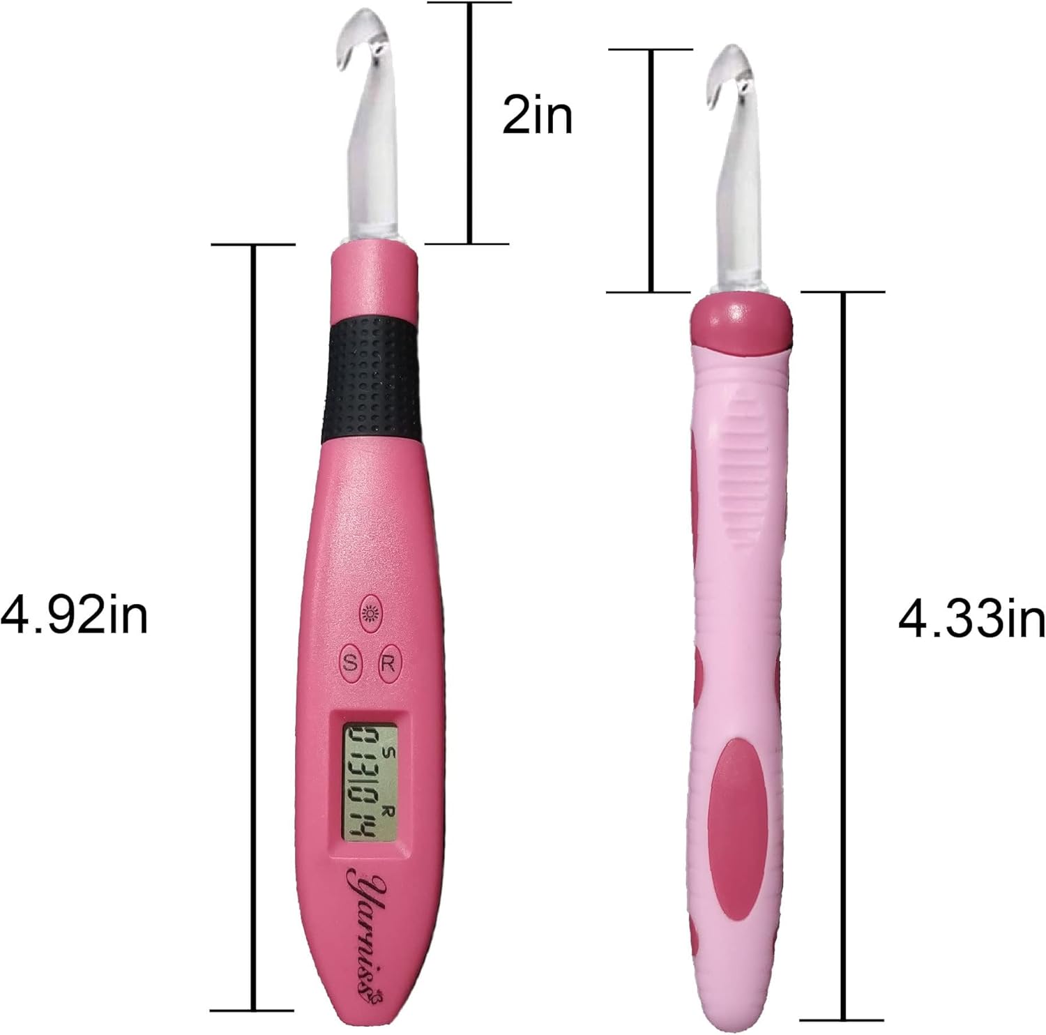 Yarniss 17 Size Lighted Crochet Hooks Set 2.5 mm to 14.0 mm, Plastic&Metal Rechargeable Light Up Crochet Hooks with Case
