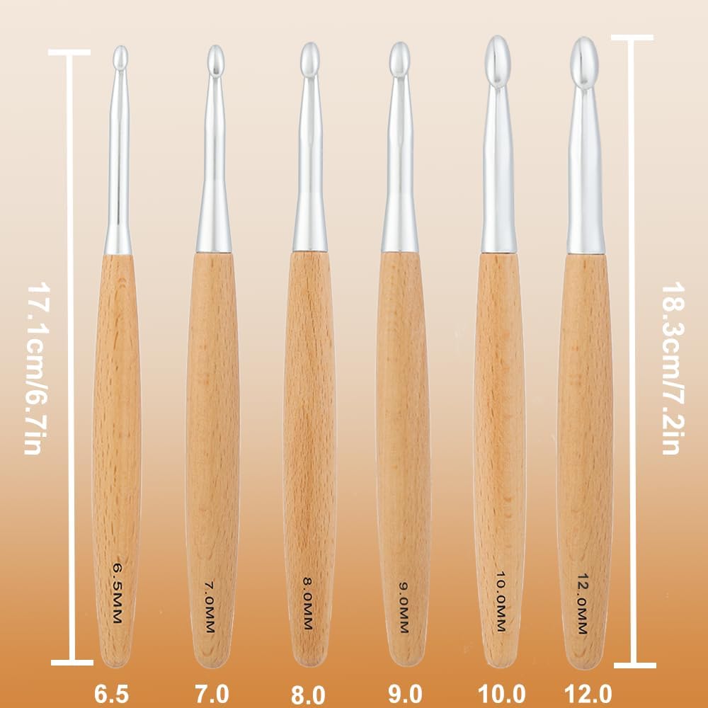 Yarniss Beech Wood Crochet Hooks – 3-6 mm Ergonomic Set + Case