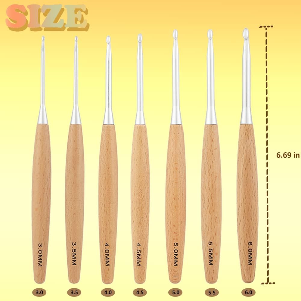 Yarniss Beech Wood Crochet Hooks – 3-6 mm Ergonomic Set + Case