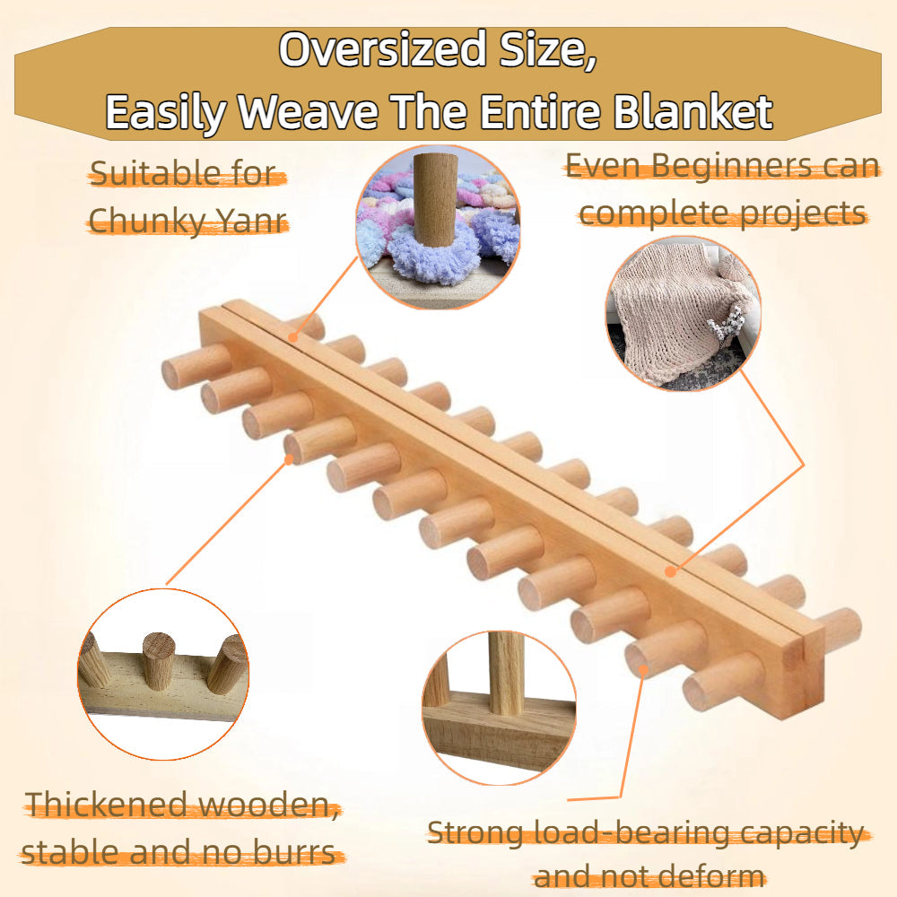 Yarniss 47" Chunky Blanket Loom Kit, Wooden Knitting Loom Frame for Hand, Thick Yarn Knitting Tools for Beginner 2 Packs