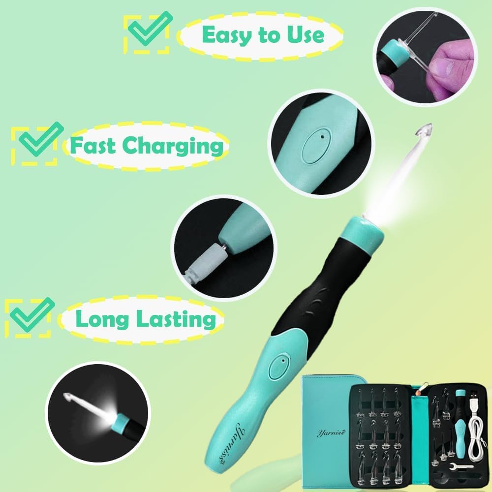Yarniss Lighted Crochet Hook – LED Tip & USB Recharge