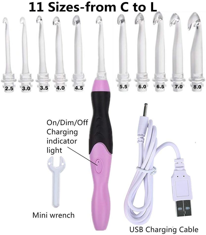 Yarniss Lighted Crochet Hook – LED Tip & USB Recharge