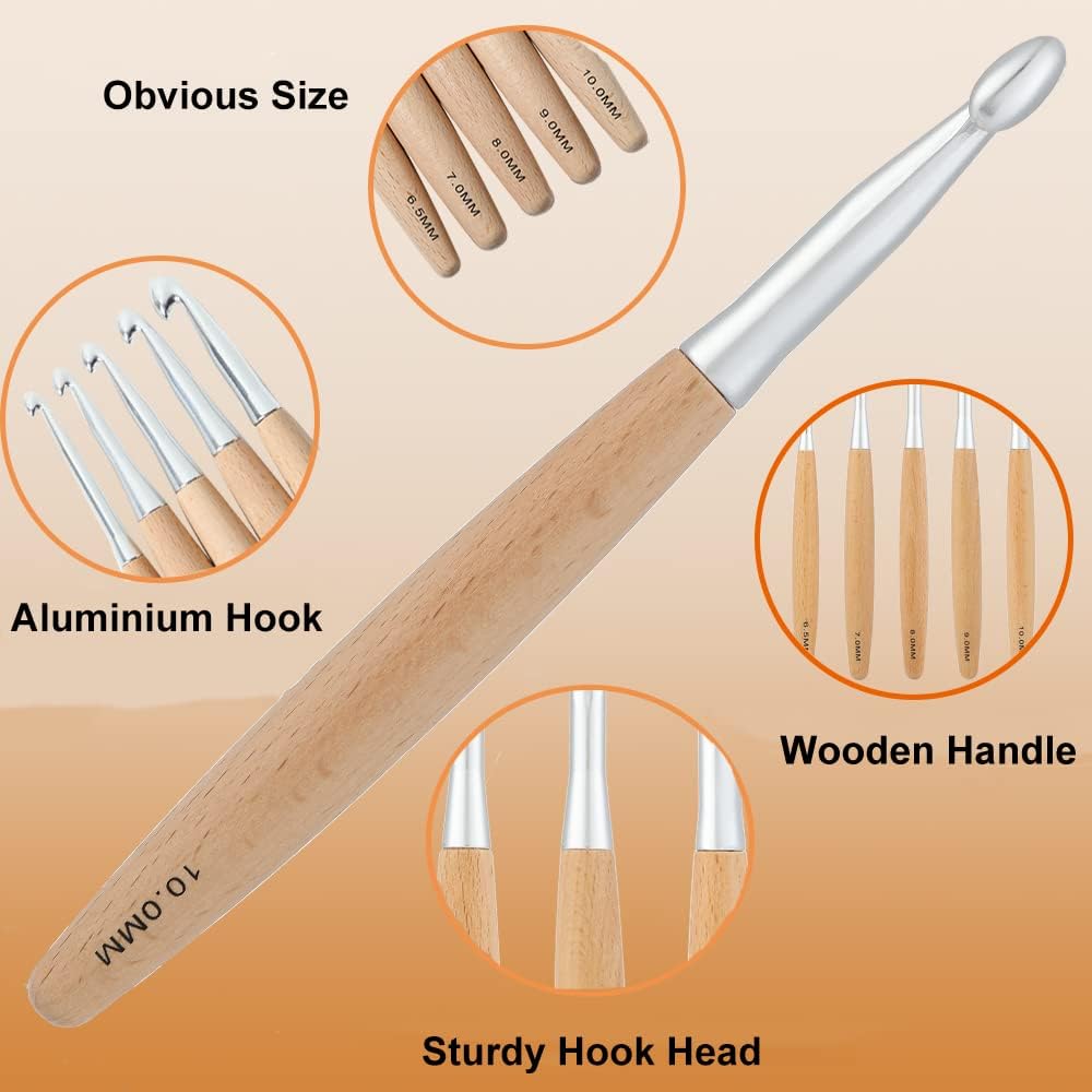 Yarniss Beech Wood Crochet Hooks – 3-6 mm Ergonomic Set + Case