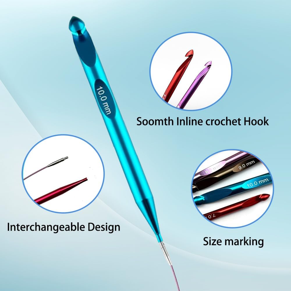Yarniss Tunisian Crochet Hook Set – 3 mm-10 mm Interchangeable