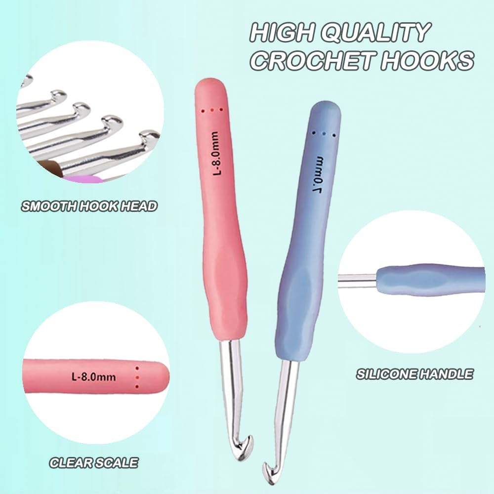 Yarnture Ergonomic Crochet Hooks 6.5-10 mm | Soft-Grip Set (5 Pack)