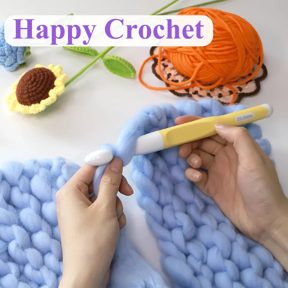 Yarniss Large Crochet Hooks 8.0mm 10.0mm 12.0mm 15.0mm 20.0mm,Big Crochet Hooks,Yarn Needles with Ergonomic Handle