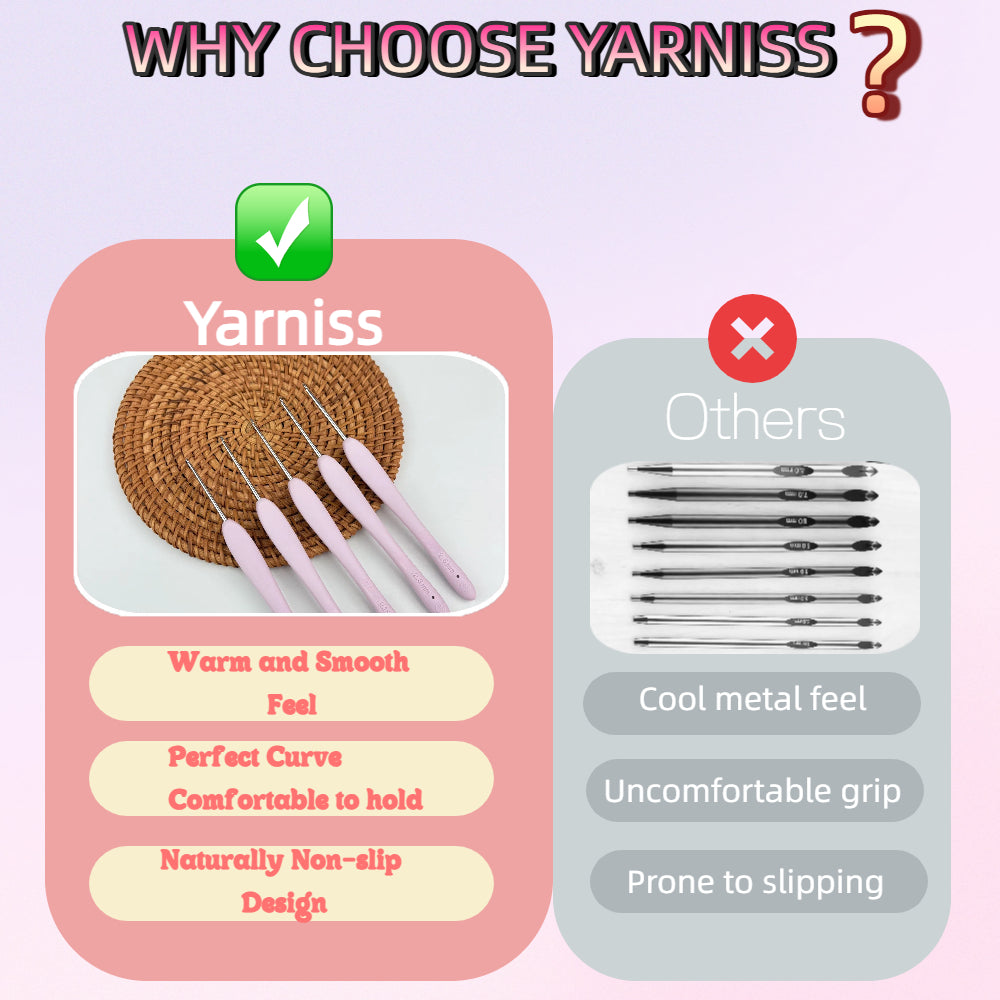 Yarniss 2.5mm Ergonomic Crochet Hook, Hand-Polished Soft-Grip Hook, Ideal for Beginners and Experienced Enthusiasts