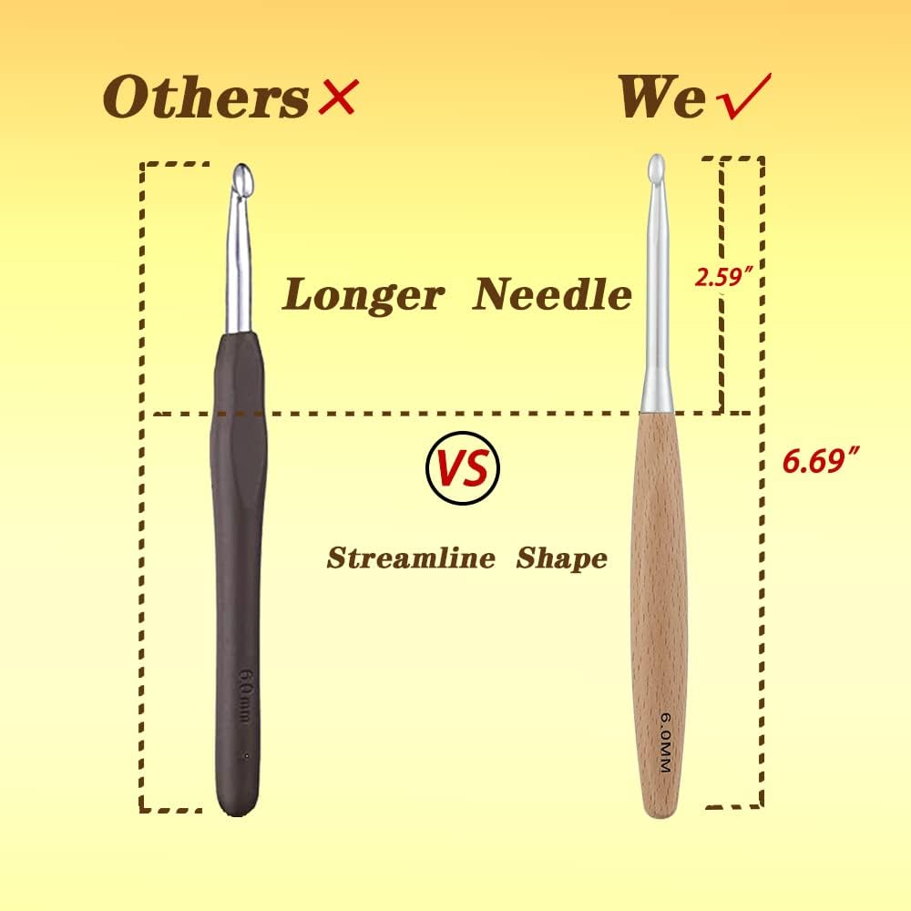 Yarniss Beech Wood Crochet Hooks – 3-6 mm Ergonomic Set + Case