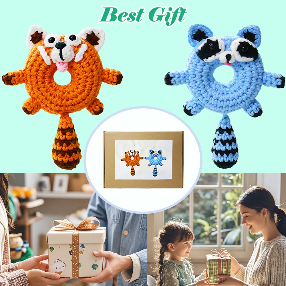Yarniss Beginner Crochet Kit – Donut Panda & Raccoon (2-Pack)