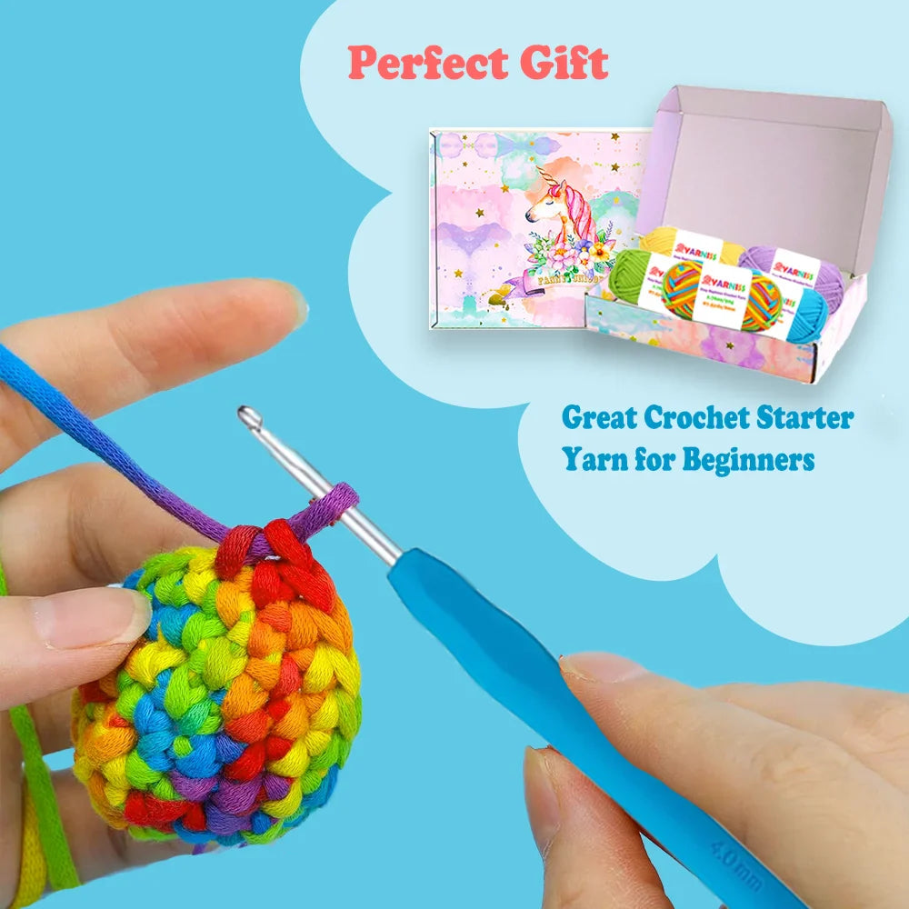 Yarniss Beginner Crochet Yarn – 5-Color Pack with Hook & Tools