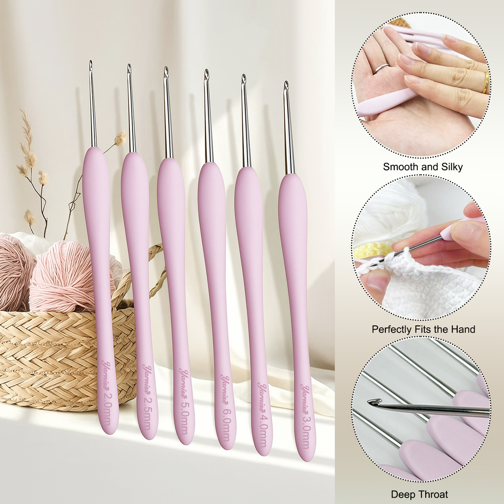 Yarniss 2.0mm Ergonomic Crochet Hook, Hand-Polished Soft-Grip Hook, Ideal for Beginners and Experienced Enthusiasts