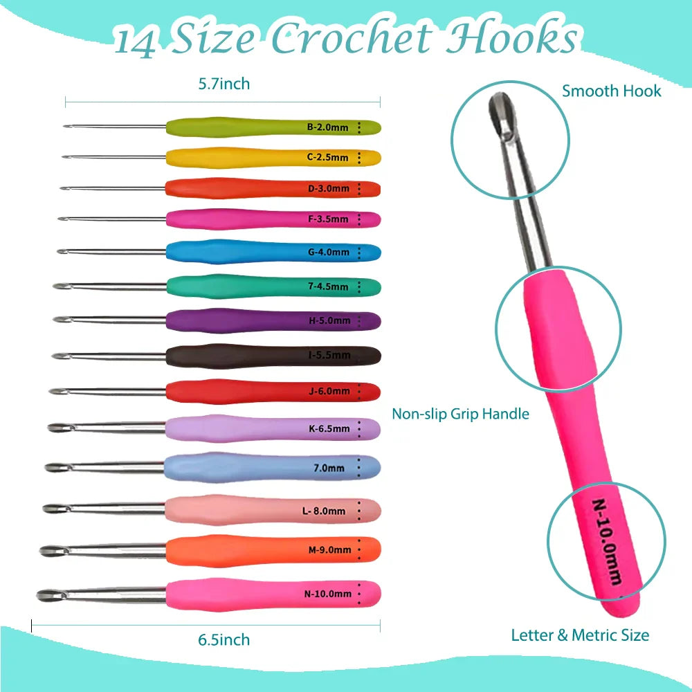 Yarniss Crochet Kit for Beginners,Crochet Kits with 1120 Yards Crochet Yarn Balls and 14 PCS Crochet Hooks Set Travel Knitting Crochet Supplies