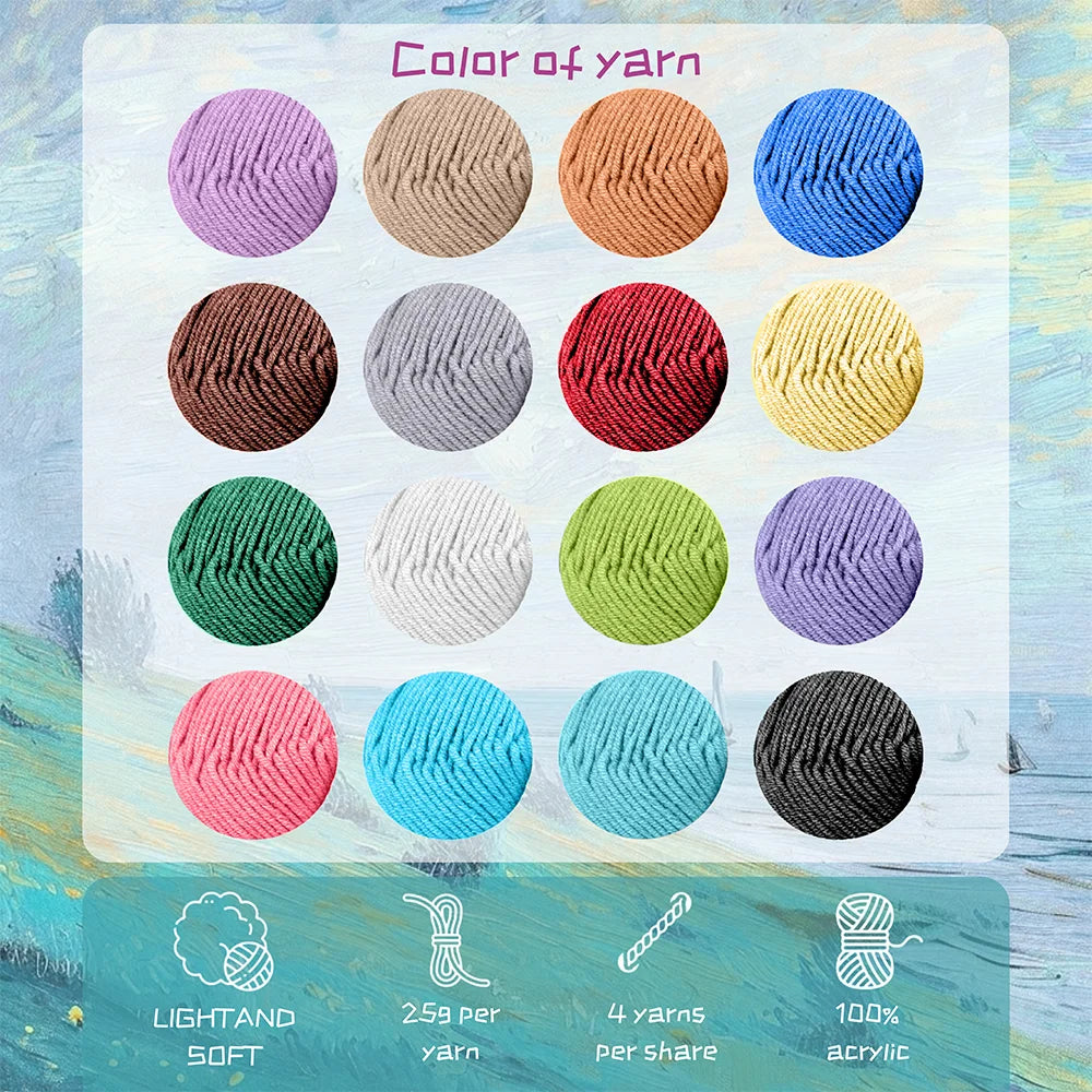 Yarniss Crochet Kit for Beginners,Crochet Kits with 1120 Yards Crochet Yarn Balls and 14 PCS Crochet Hooks Set Travel Knitting Crochet Supplies