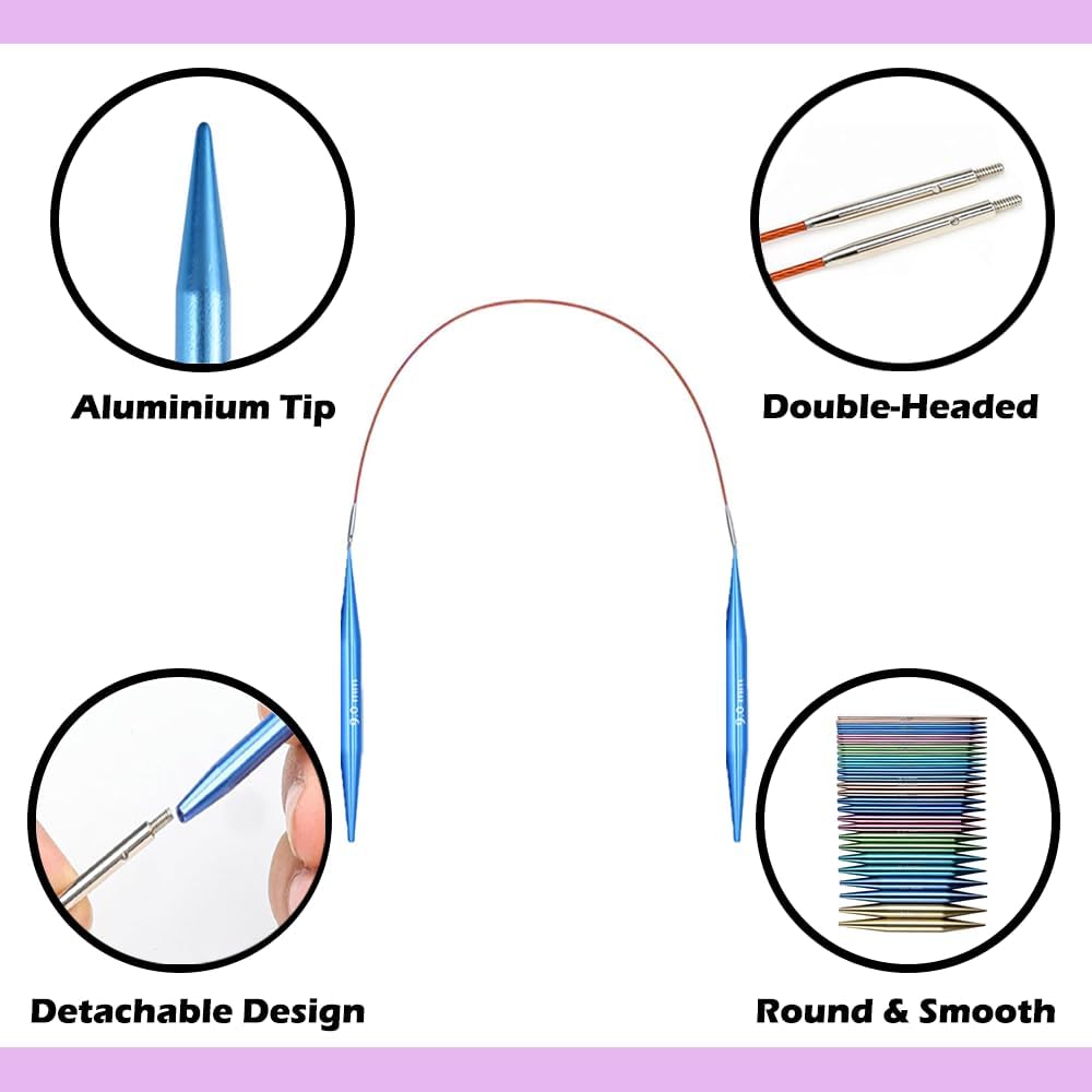 Yarniss Circular Knitting Needles – 13 Pairs, 3-10 mm Interchangeable
