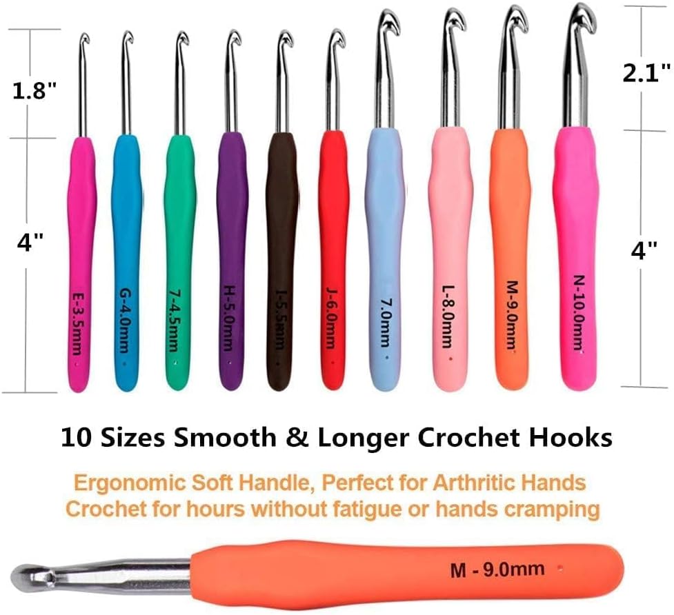 Yarnture Ergonomic Crochet Hooks 6.5-10 mm | Soft-Grip Set (5 Pack)