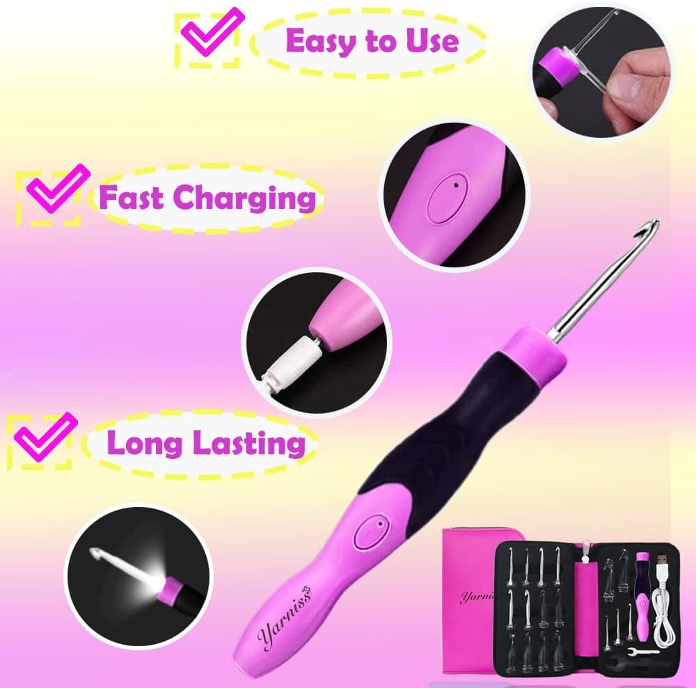 Yarniss Lighted Crochet Hook – LED Tip & USB Recharge