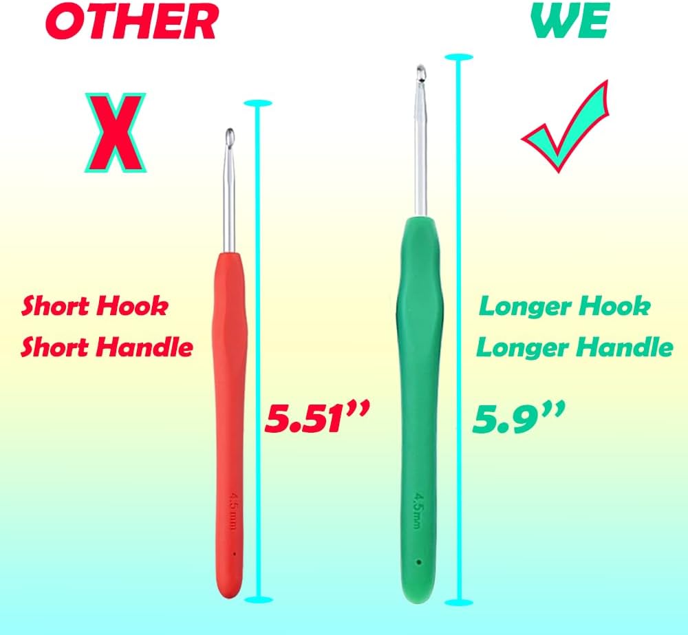 Yarnture Ergonomic Crochet Hooks 6.5-10 mm | Soft-Grip Set (5 Pack)