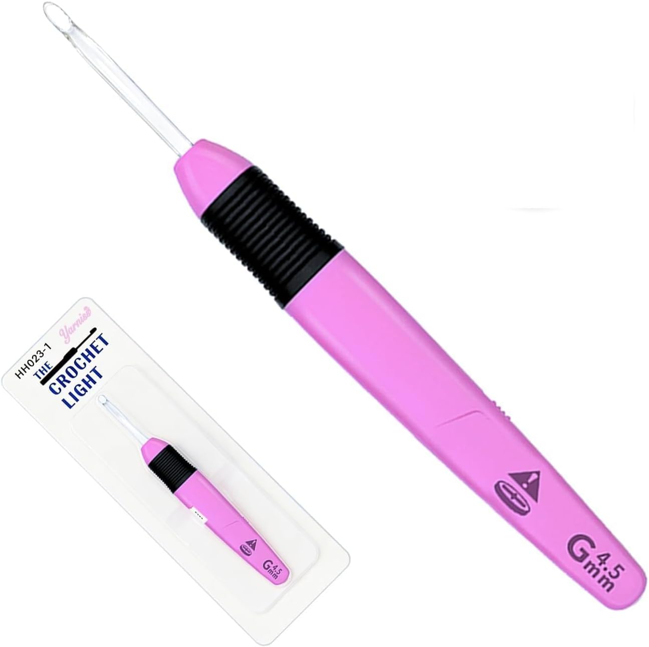 Yarniss Lighted Crochet Hook,4.0mm Crochet Hook Glow in Dark with Battery,Dark Red