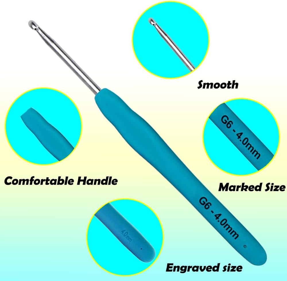 Yarnture Ergonomic Crochet Hooks 6.5-10 mm | Soft-Grip Set (5 Pack)