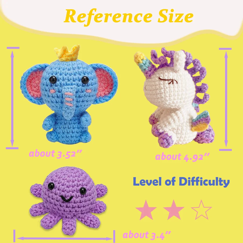 Yarniss Beginner Crochet Kit – Unicorn Octopus Elephant