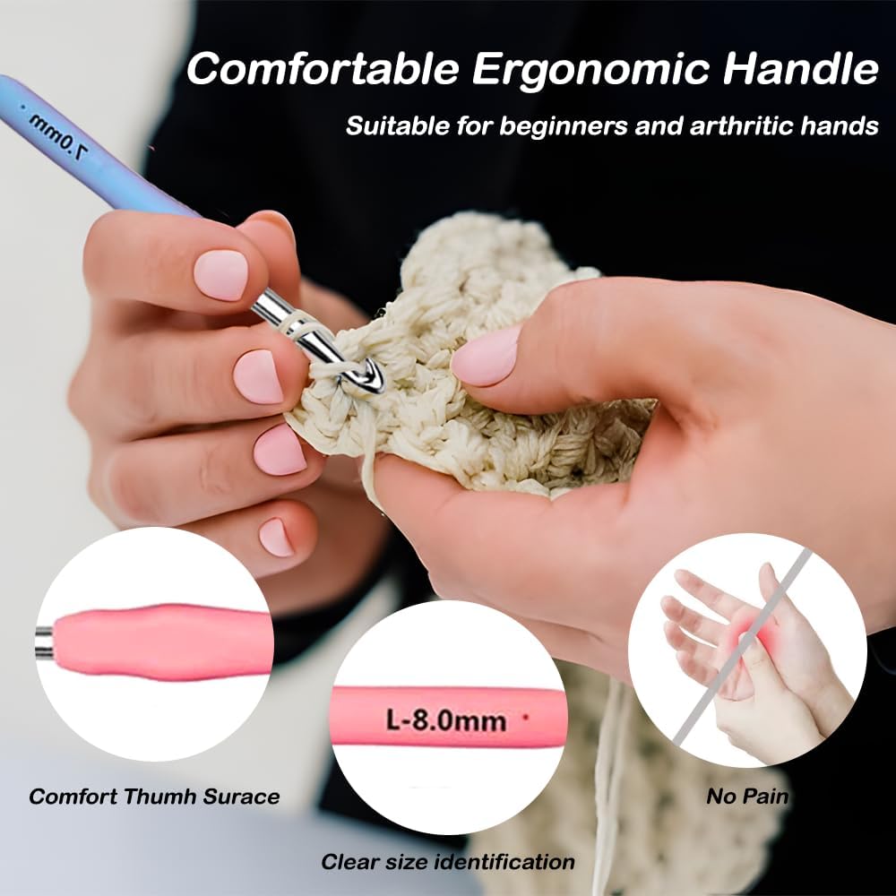 Yarnture Ergonomic Crochet Hooks 6.5-10 mm | Soft-Grip Set (5 Pack)