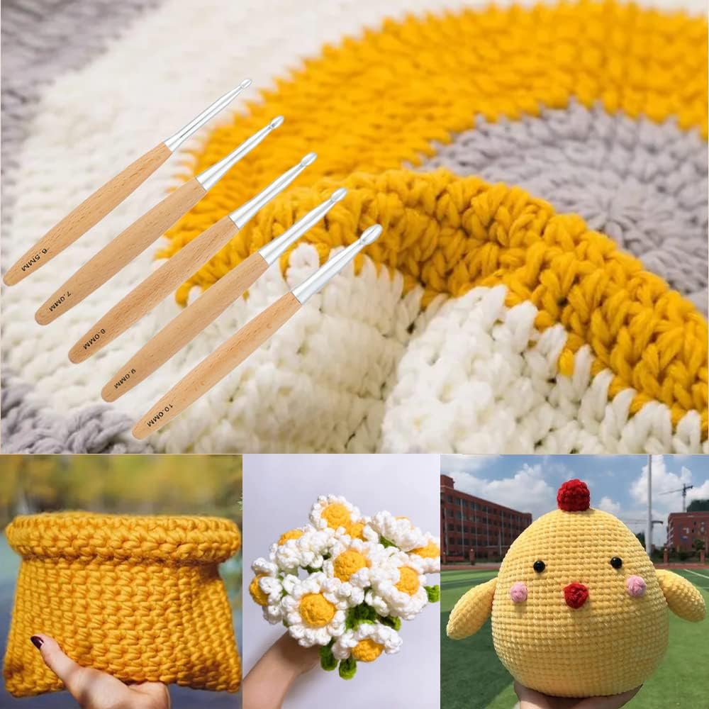 Yarniss Beech Wood Crochet Hooks – 3-6 mm Ergonomic Set + Case