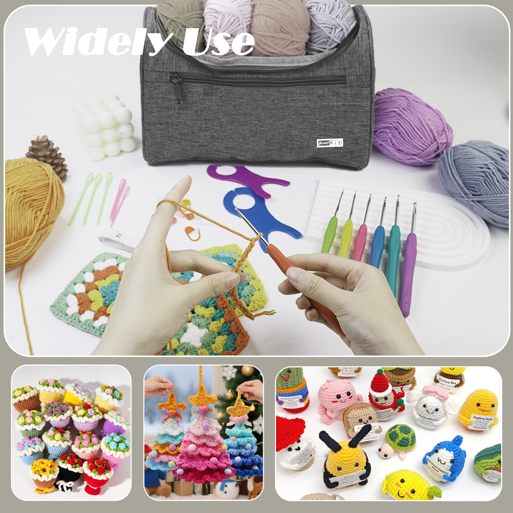 Yarniss Crochet Kits for Beginners with Instruction, All-Inclusive Crochet Set Include 840 Yards Yarn&14 Sizes Crochet Hooks, Crocheting Kit for Adult with Bag,Purple