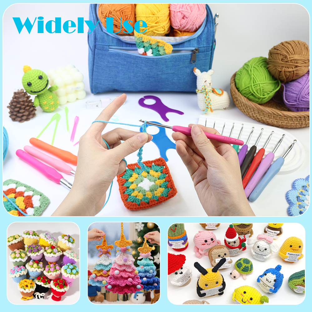 Yarniss Crochet Kits for Beginners with Instruction, All-Inclusive Crochet Set Include 840 Yards Yarn&14 Sizes Crochet Hooks, Crocheting Kit for Adult with Bag,Purple