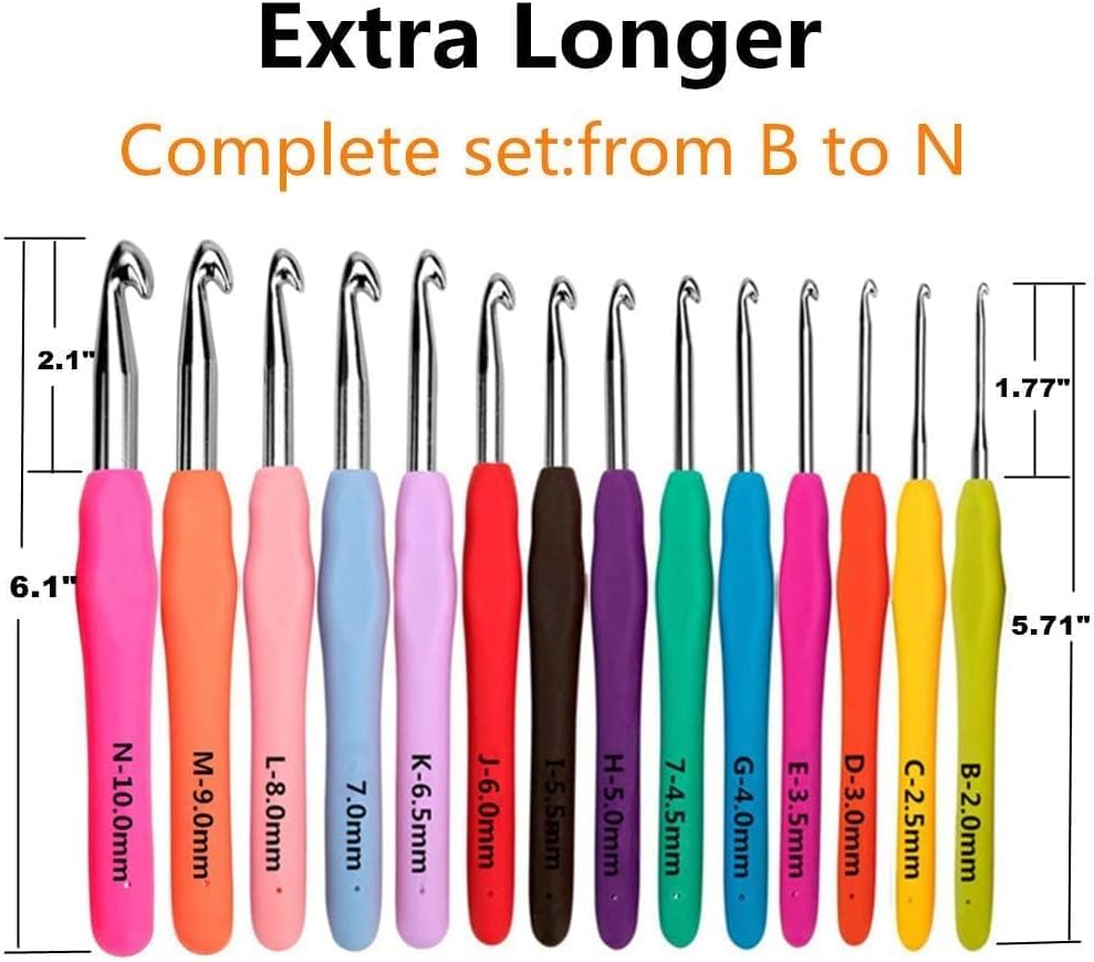 Yarnture Ergonomic Crochet Hooks 6.5-10 mm | Soft-Grip Set (5 Pack)
