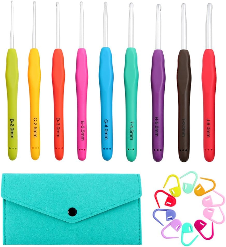 Yarnture Ergonomic Crochet Hooks 6.5-10 mm | Soft-Grip Set (5 Pack)