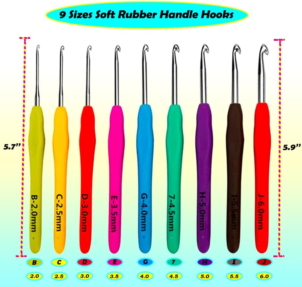 Yarnture Ergonomic Crochet Hooks 6.5-10 mm | Soft-Grip Set (5 Pack)