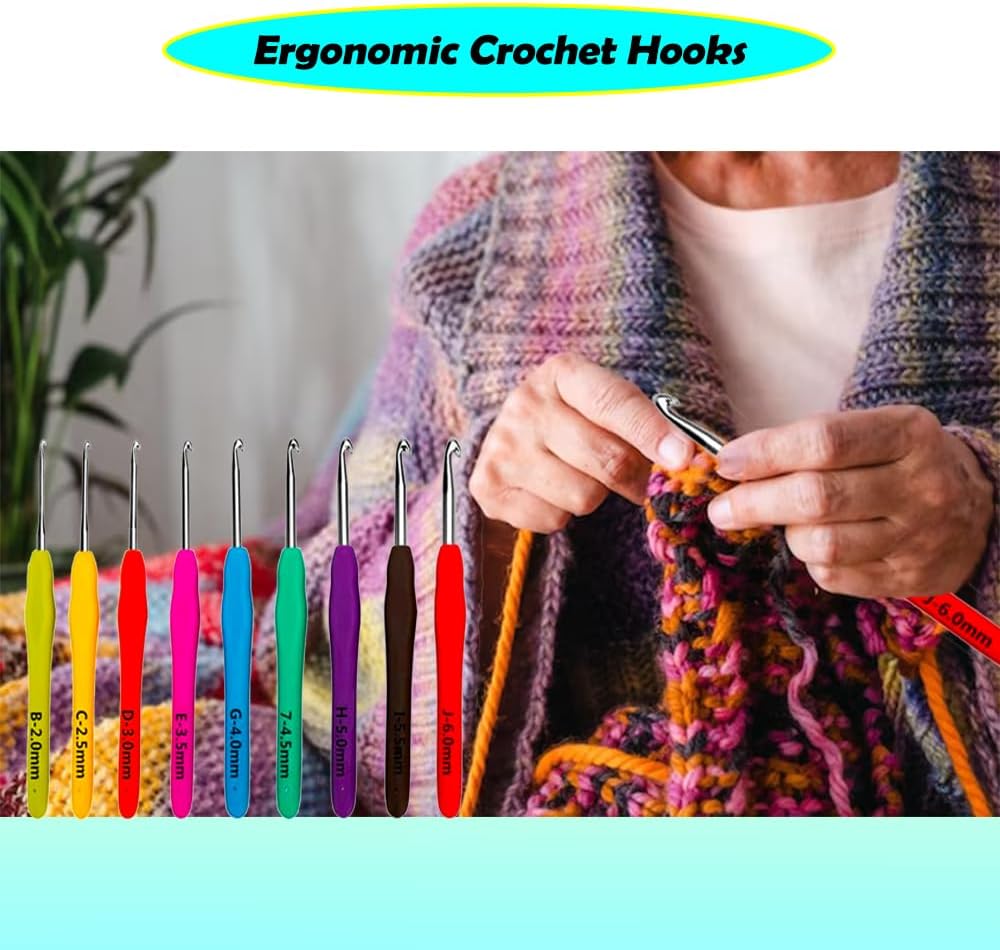 Yarnture Ergonomic Crochet Hooks 6.5-10 mm | Soft-Grip Set (5 Pack)