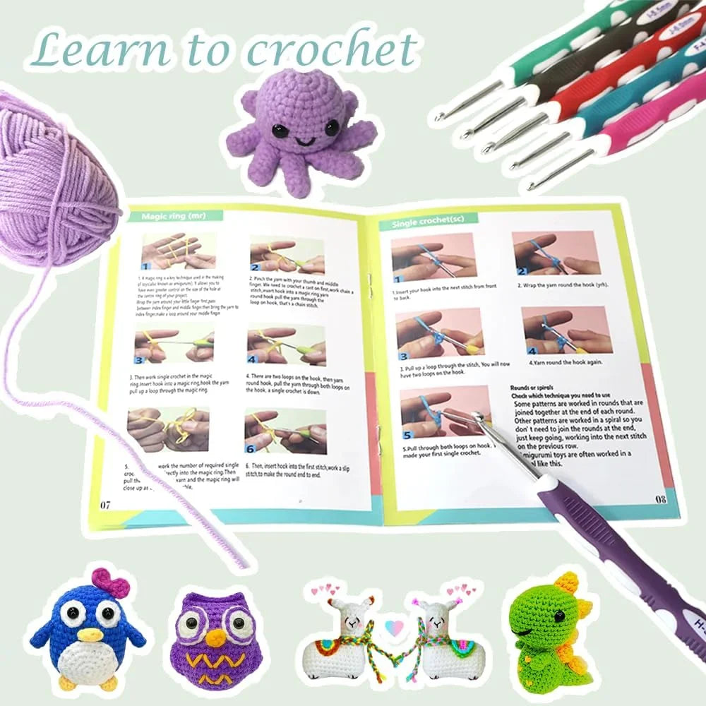 Yarniss Crochet Kit for Beginners,Crochet Kits with 1120 Yards Crochet Yarn Balls and 14 PCS Crochet Hooks Set Travel Knitting Crochet Supplies