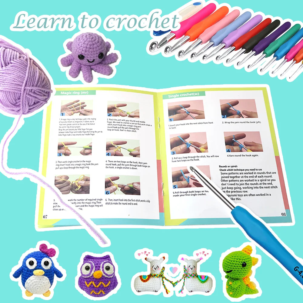 Yarniss Crochet Kit for Beginners,Crochet Kits with 1120 Yards Crochet Yarn Balls and 14 PCS Crochet Hooks Set Travel Knitting Crochet Supplies